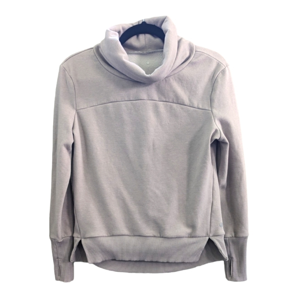 Apana Fleece Lined Turtleneck Pleated Back Yoga Sweatshirt Top Size XS
